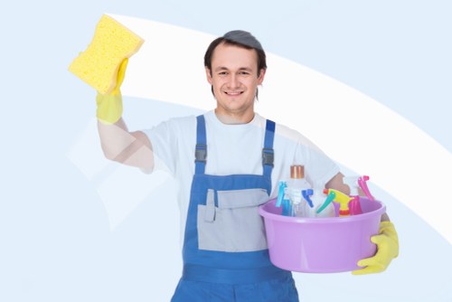 Carpet cleaning technician preparing equipment for a service appointment
