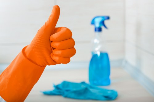 Waste handling and compliance checks during a cleaning service